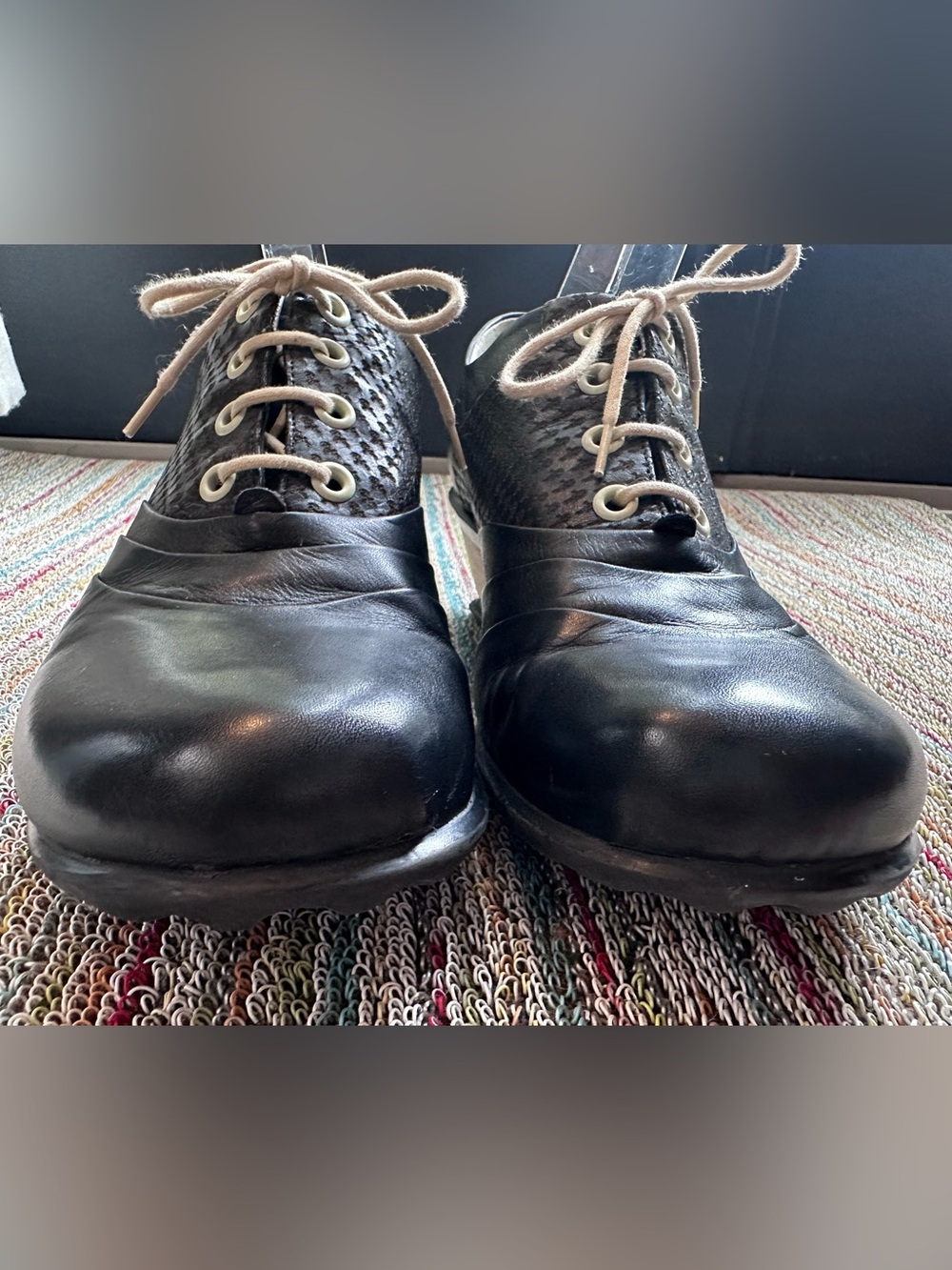 Fluevog VINTAGE EXCELLENT Hopes Promise black leather lace-up shoe -10 (fit 9.5) - Picture 7 of 16